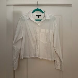 White Banana Republic Long Sleeve Boxy Crop Short